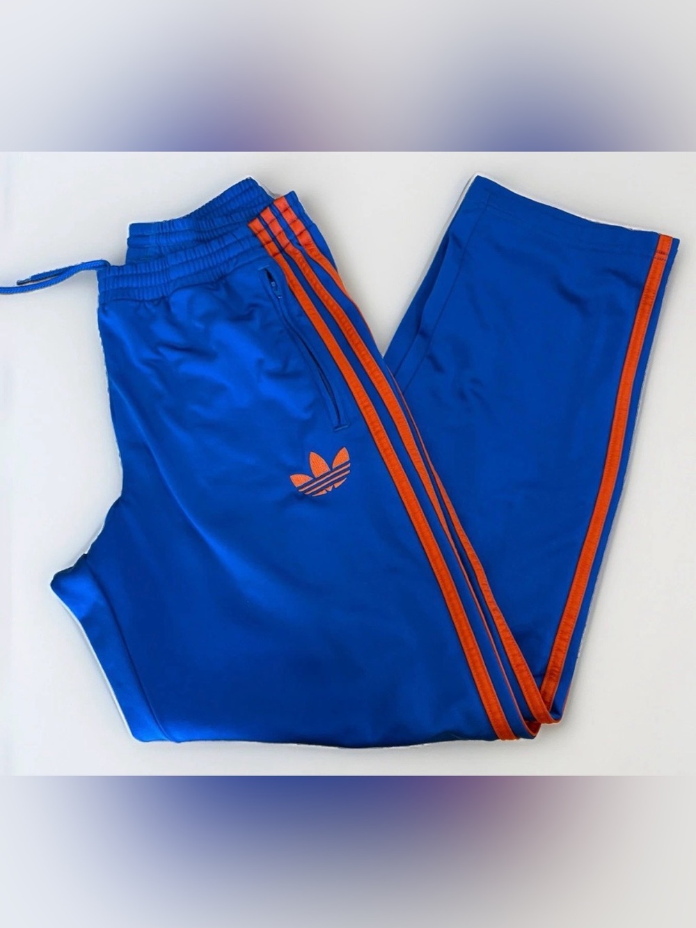 Vintage Y2K Adidas Track Pants Size Small Trefoil Blue Orange Zip Ankle